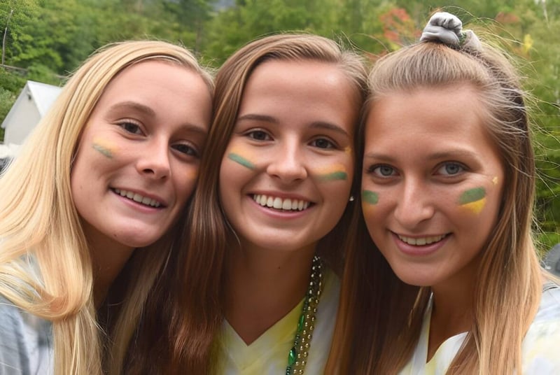 Tres estudiantes de la Burr and Burton Academy se ven en el área exterior verde.