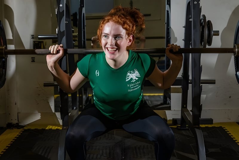 Una persona levanta pesas en el gimnasio de la St. John’s School en Leatherhead.