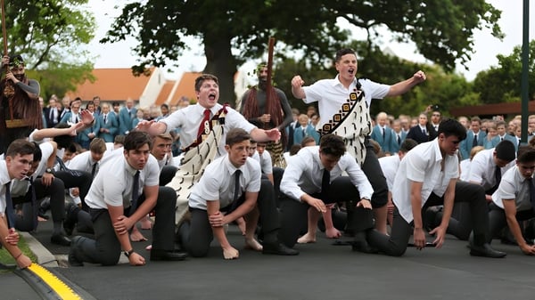 Un grupo de estudiantes de St. Peter's School Cambridge realiza una actividad al aire libre con árboles y edificios de fondo.