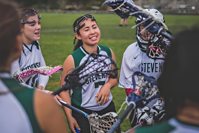 Un grupo de estudiantes de la Stevenson School está reunido en un campo durante una actividad deportiva.