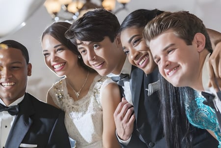 Un grupo de personas vestidas de manera formal posan en una celebración en el Wycliffe College.