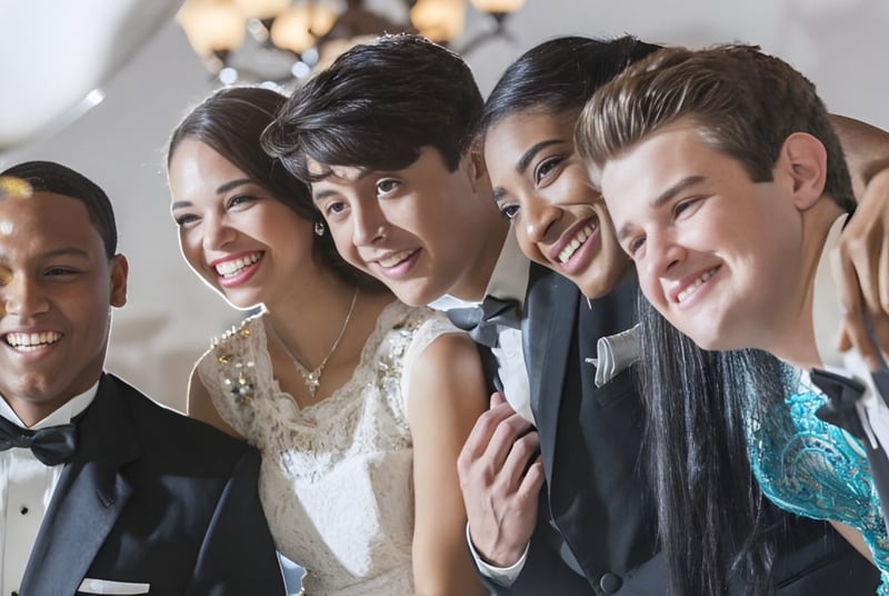 Un grupo de personas vestidas de manera formal posan en una celebración en el Wycliffe College.